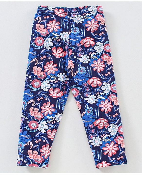 Babyhug Full Sleeves Leggins Floral Print - Blue