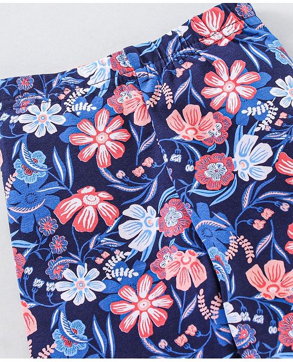 Babyhug Full Sleeves Leggins Floral Print - Blue