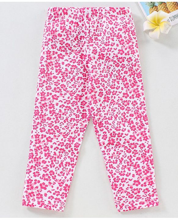 Babyhug Full Sleeves Leggins Floral Print - White Pink