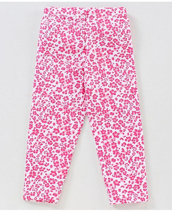 Babyhug Full Sleeves Leggins Floral Print - White Pink
