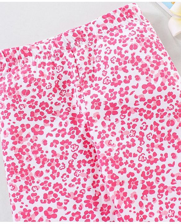 Babyhug Full Sleeves Leggins Floral Print - White Pink