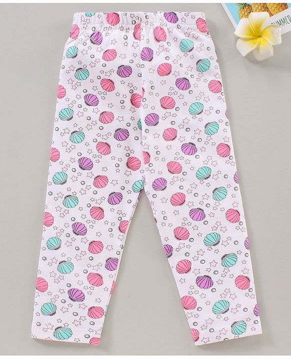 Babyhug Full Length Leggins Sea Shells Print - White