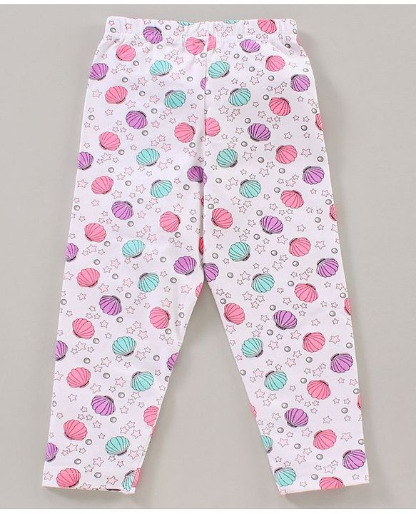 Babyhug Full Length Leggins Sea Shells Print - White