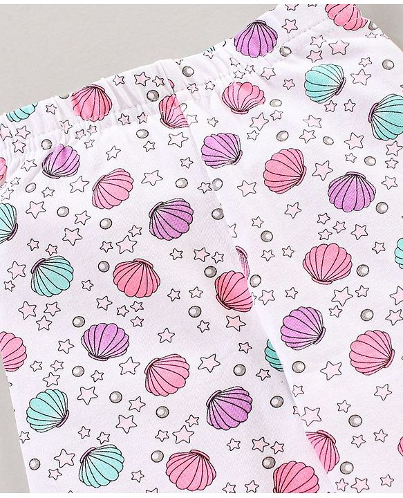 Babyhug Full Length Leggins Sea Shells Print - White