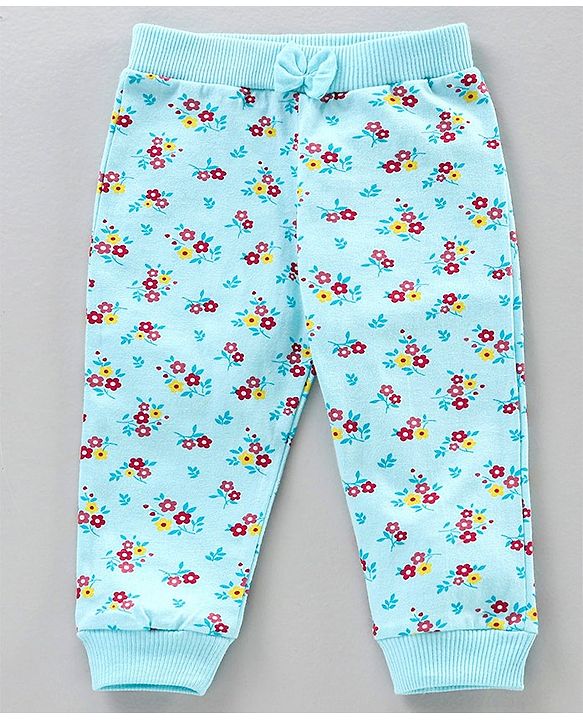 Babyhug Full Length Lounge Pants Floral Print Pack of 3 - Pink Blue