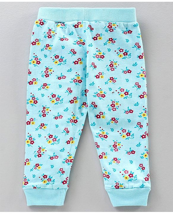 Babyhug Full Length Lounge Pants Floral Print Pack of 3 - Pink Blue
