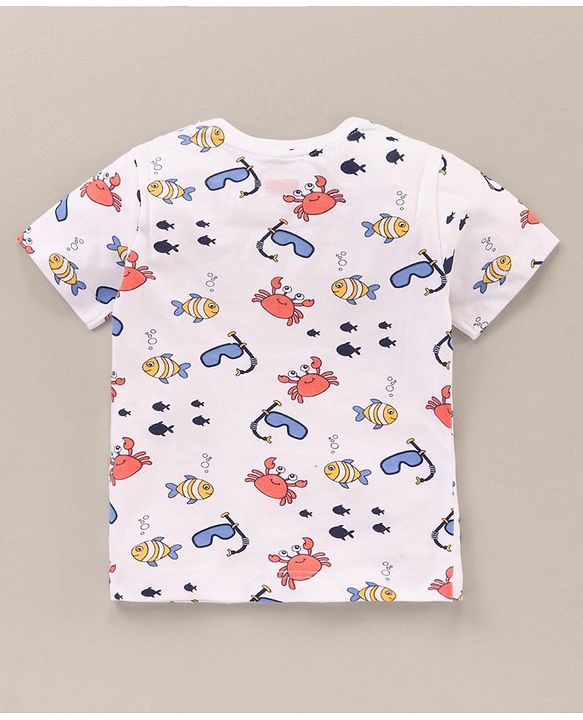 Babyhug Half Sleeves Cotton T-Shirts Multi-Print Pack of 3 - Blue White