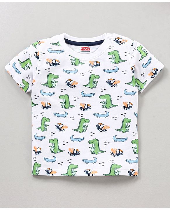 Babyhug Cotton Half Sleeves T Shirt Printed Pack of 3 - Blue Orange White