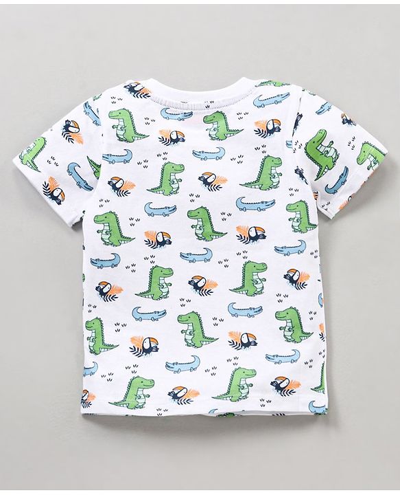 Babyhug Cotton Half Sleeves T Shirt Printed Pack of 3 - Blue Orange White