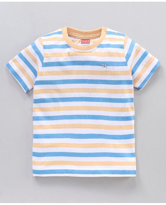 Babyhug Half Sleeves Cotton Football Printed and Striped T-shirts Pack of 3 - Multicolour