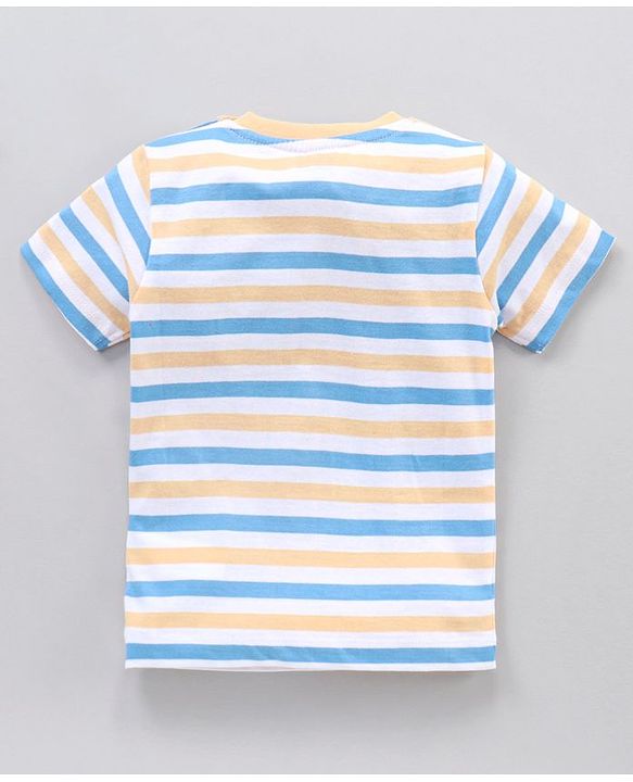 Babyhug Half Sleeves Cotton Football Printed and Striped T-shirts Pack of 3 - Multicolour