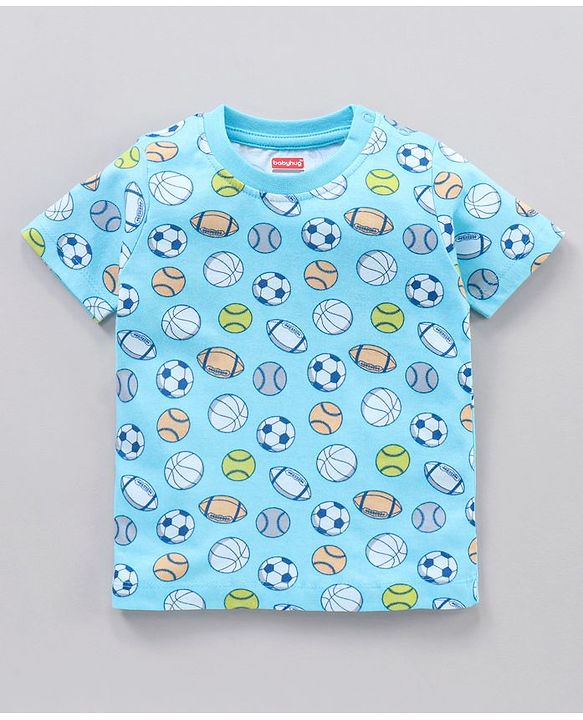 Babyhug Half Sleeves Cotton Football Printed and Striped T-shirts Pack of 3 - Multicolour