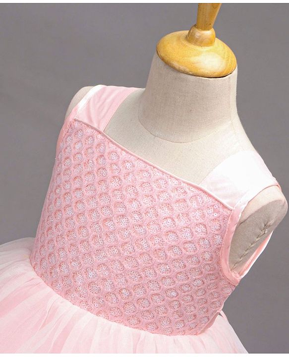 Babyhug Sleeveless Embroidered Party Wear Frock - Pink