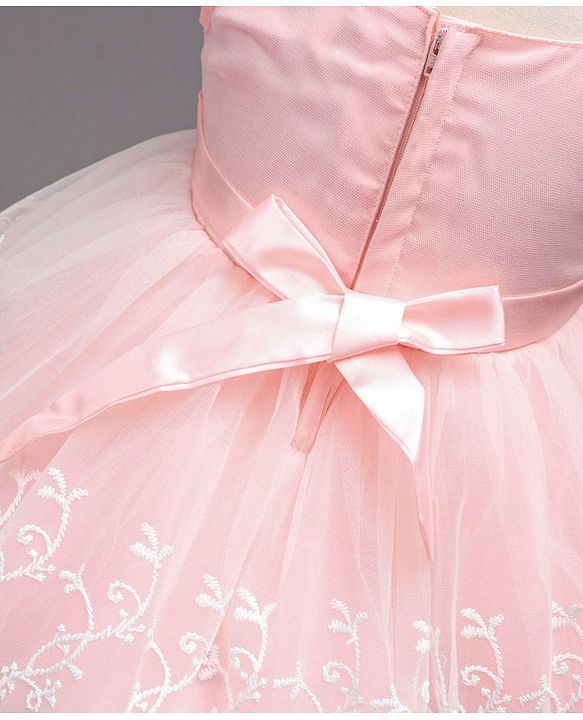 Babyhug Sleeveless Embroidered Party Wear Frock - Pink