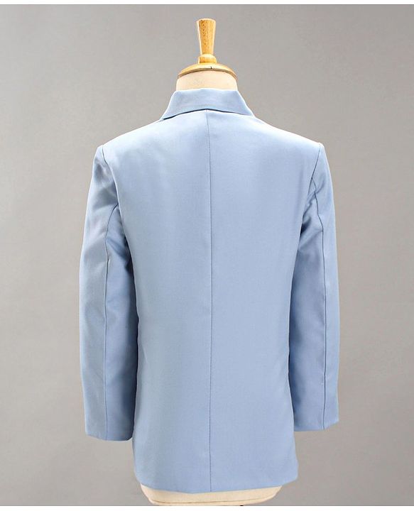 Babyhug Full Sleeves Party Suit With Bow - Blue
