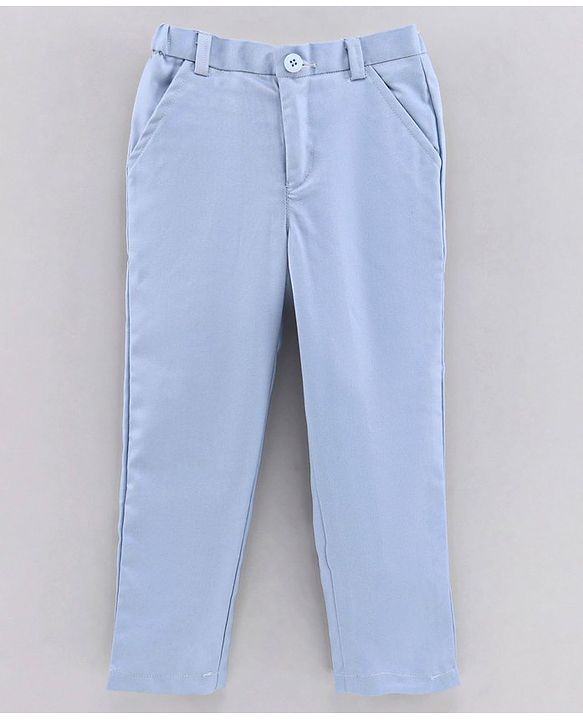 Babyhug Full Sleeves Party Suit With Bow - Blue