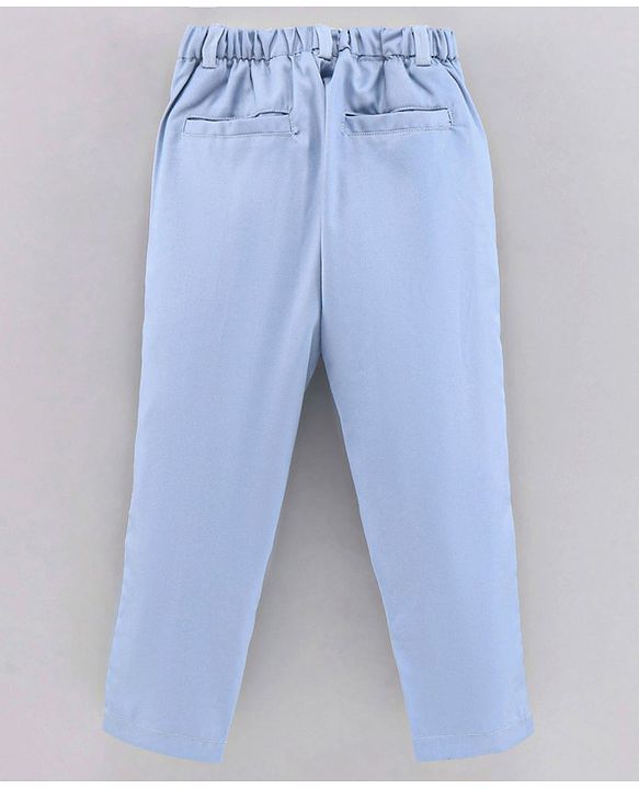 Babyhug Full Sleeves Party Suit With Bow - Blue