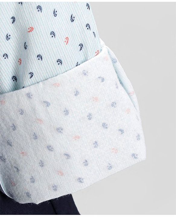 Babyhug Full Sleeves All Over Printed Shirt & Pant Set With Waistcoat - Blue
