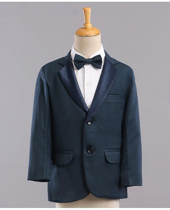 Babyhug Full Sleeves 3 Piece Party Suit - Light Navy Blue
