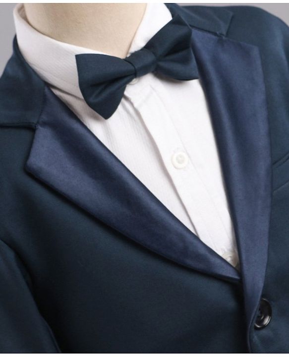 Babyhug Full Sleeves 3 Piece Party Suit - Light Navy Blue