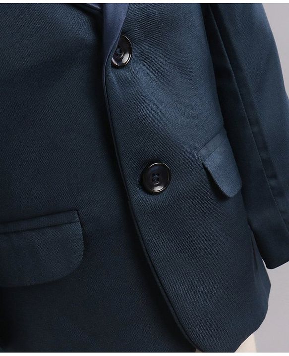 Babyhug Full Sleeves 3 Piece Party Suit - Light Navy Blue