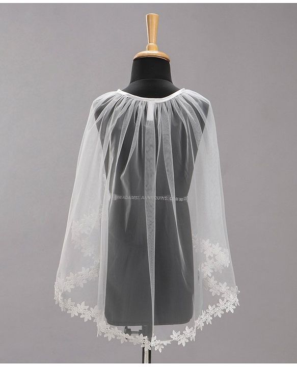Babyhug Sleeveless Party Wear Embroidered Frock With Cape - White