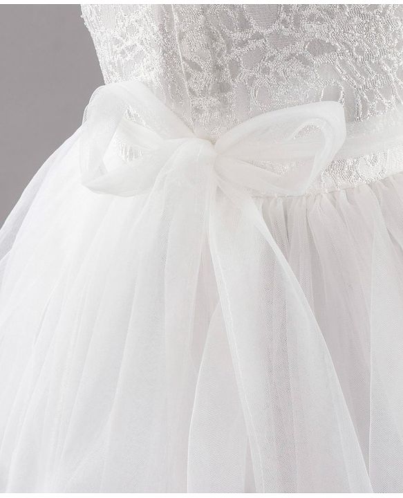 Babyhug Sleeveless Party Wear Embroidered Frock With Cape - White