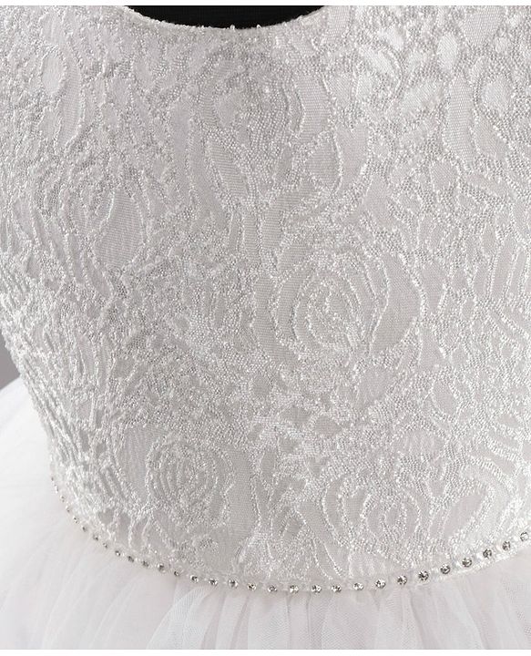 Babyhug Sleeveless Party Wear Embroidered Frock With Cape - White