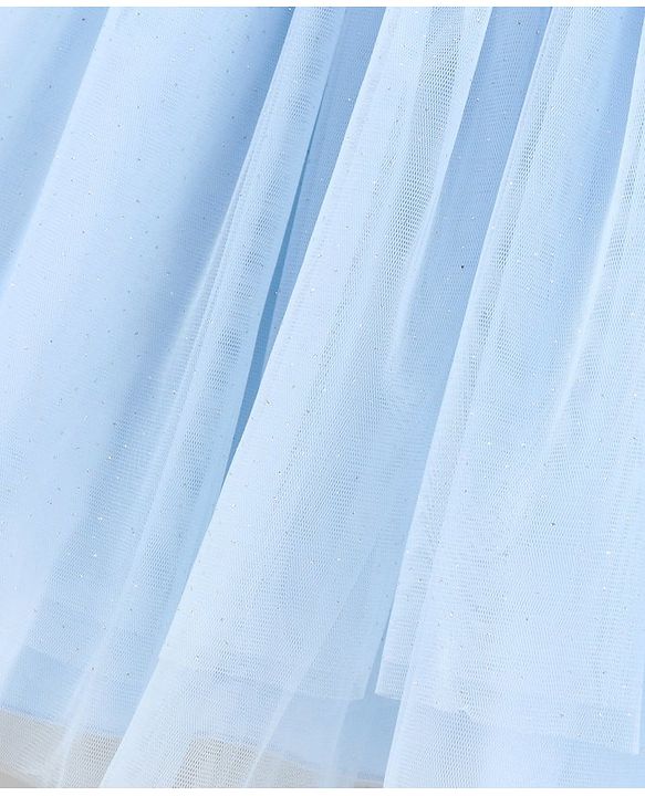 Babyhug Woven Sleeveless Ruffled Party Frock Sequin - Blue