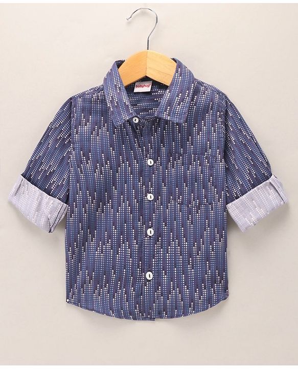 Babyhug Full Sleeves Digital Printed Party Shirt - Navy Blue