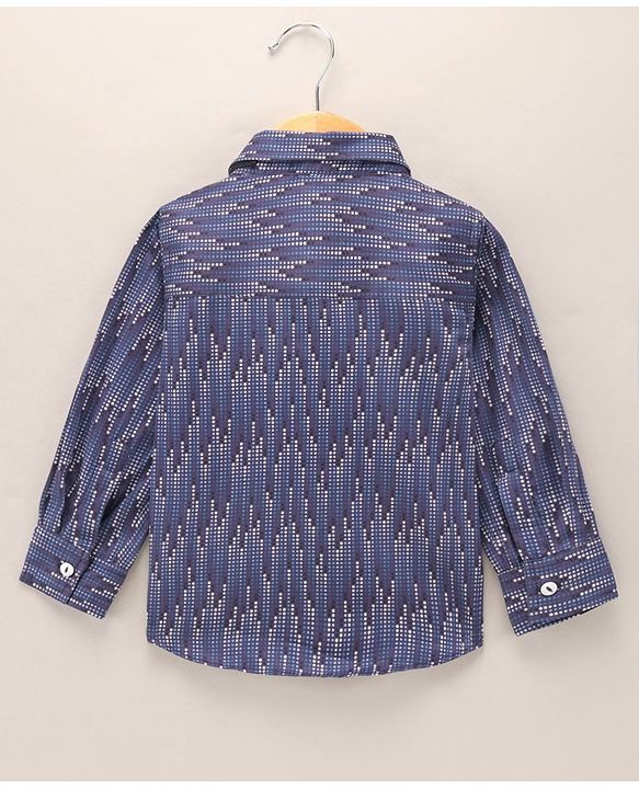 Babyhug Full Sleeves Digital Printed Party Shirt - Navy Blue