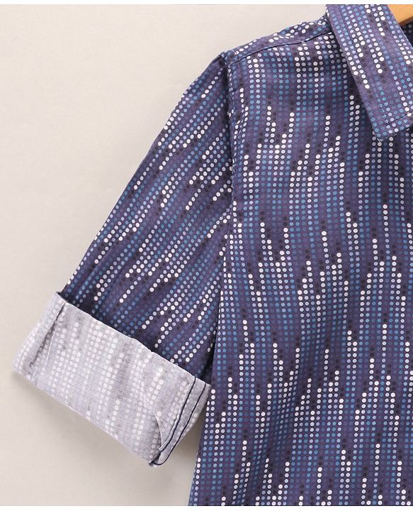 Babyhug Full Sleeves Digital Printed Party Shirt - Navy Blue