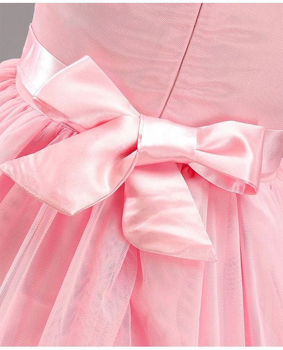 Babyhug Sleeveless Knee Length Solid Color Embroidered Party Dress - Pink