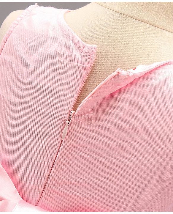 Babyhug Sleeveless Knee Length Solid Color Embroidered Party Dress - Pink