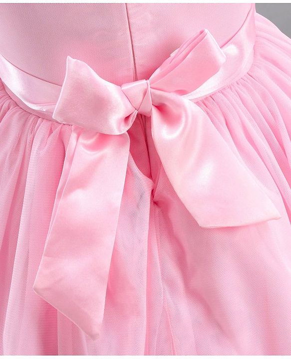 Babyhug Sleeveless Party Wear Frock Floral Embroidery & Applique- Pink