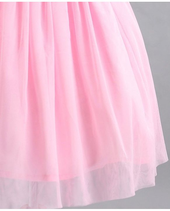 Babyhug Sleeveless Party Wear Frock Floral Embroidery & Applique- Pink