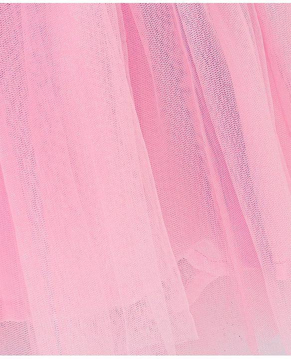 Babyhug Sleeveless Party Wear Frock With Soft Net and Corsages at Waist Line - Pink