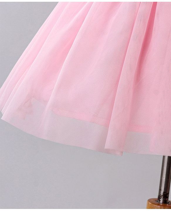 Babyhug Sleeveless Knee Length Party Dress With Bow Applique - Pink