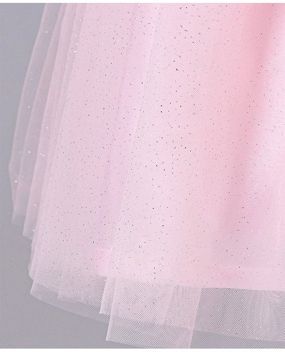 Babyhug Sleeveless Mesh Party Wear Frock With Corsage - Pink