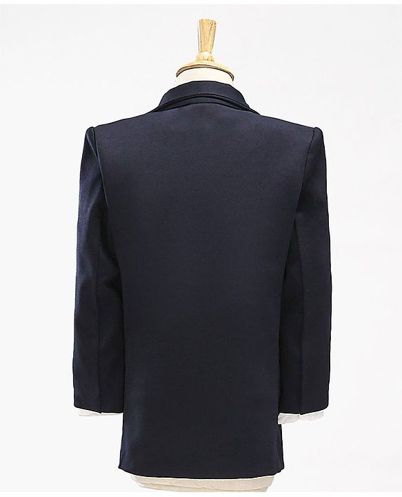 Babyhug Full Sleeves Stretch Fit Party Suit with Waist Coat & Bow - Navy