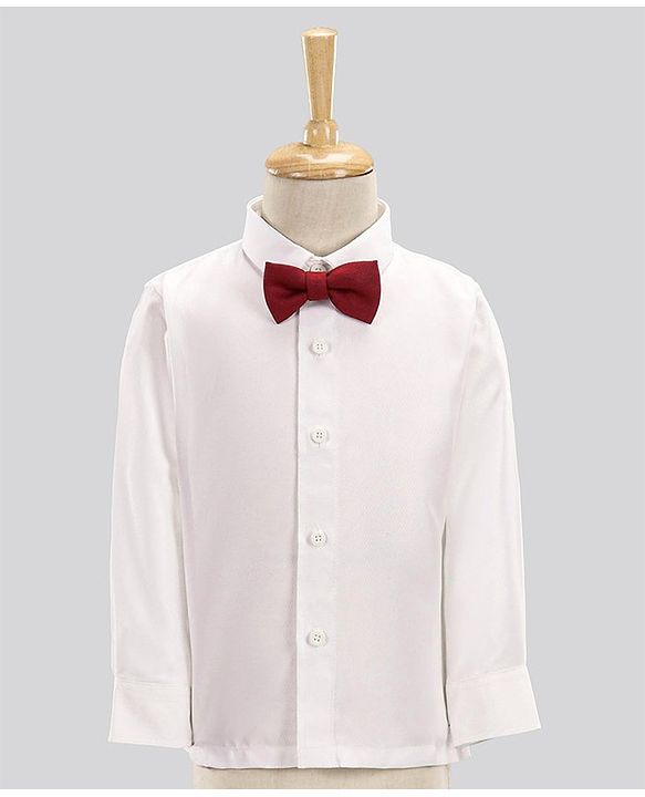 Babyhug Full Sleeves 4 Piece Party Suit With Bow - Cream