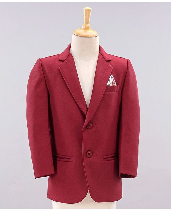 Babyhug Full Sleeves Party Wear Suit with Waistcoat & Bow - Red