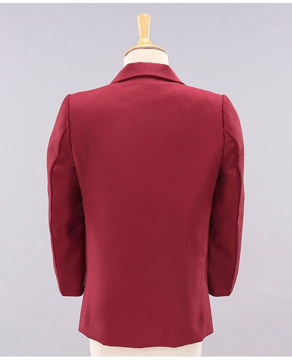 Babyhug Full Sleeves Party Wear Suit with Waistcoat & Bow - Red