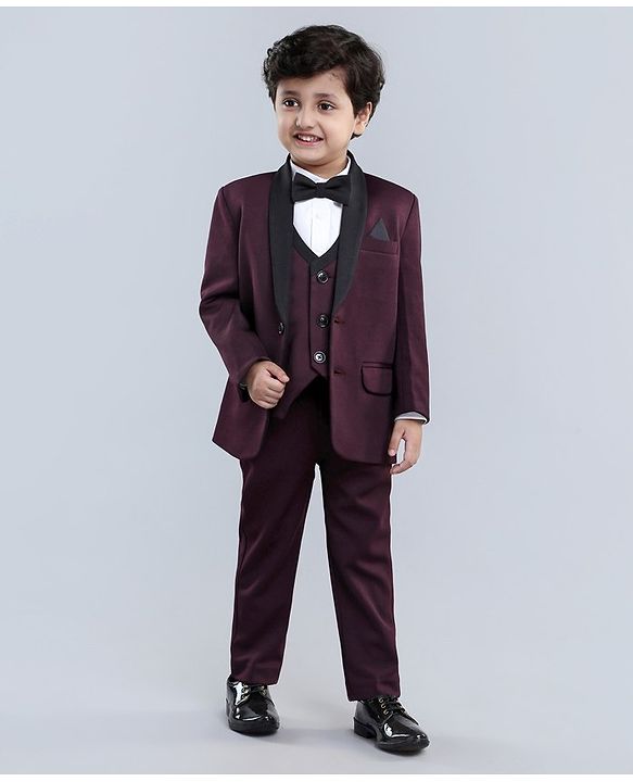 Babyhug Full Sleeves Party Suits With Bow - Purple