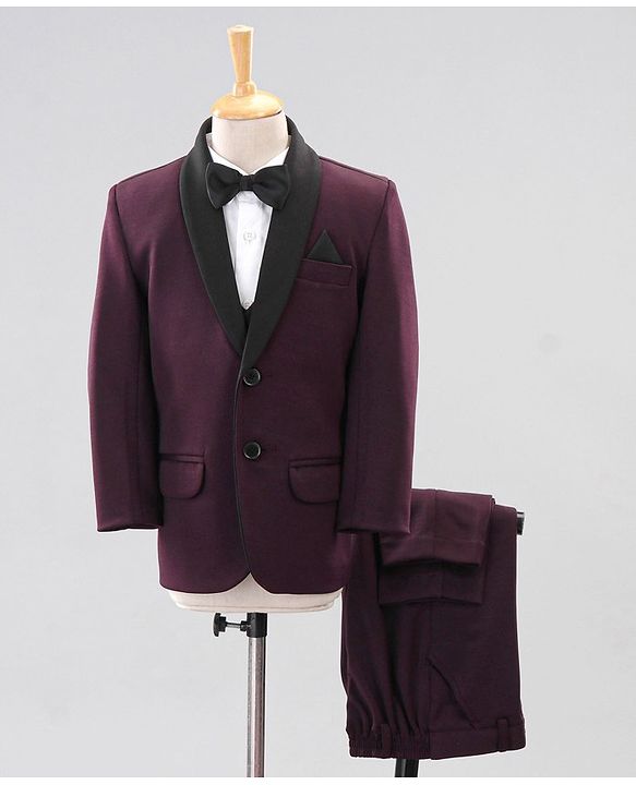 Babyhug Full Sleeves Party Suits With Bow - Purple