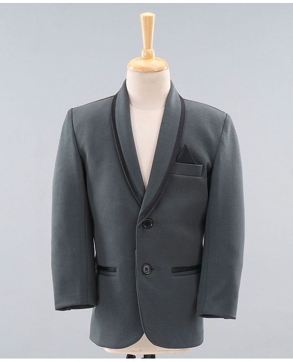Babyhug Full Sleeves Party Wear Suit with Waistcoat & Bow - Grey