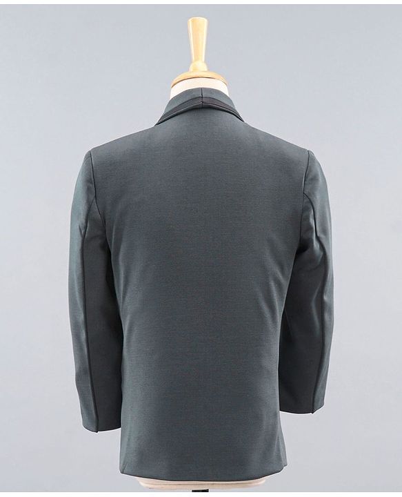 Babyhug Full Sleeves Party Wear Suit with Waistcoat & Bow - Grey