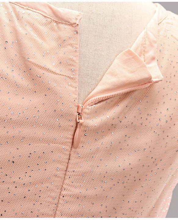 Babyhug Sleeveless Knee Length Sequinned Party Dress - Peach
