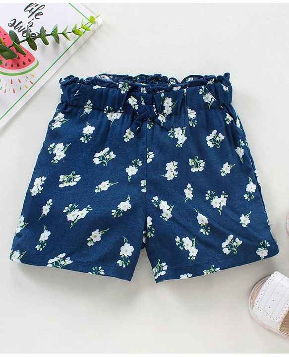 Babyhug Mid Thigh Shorts Floral Print - Navy