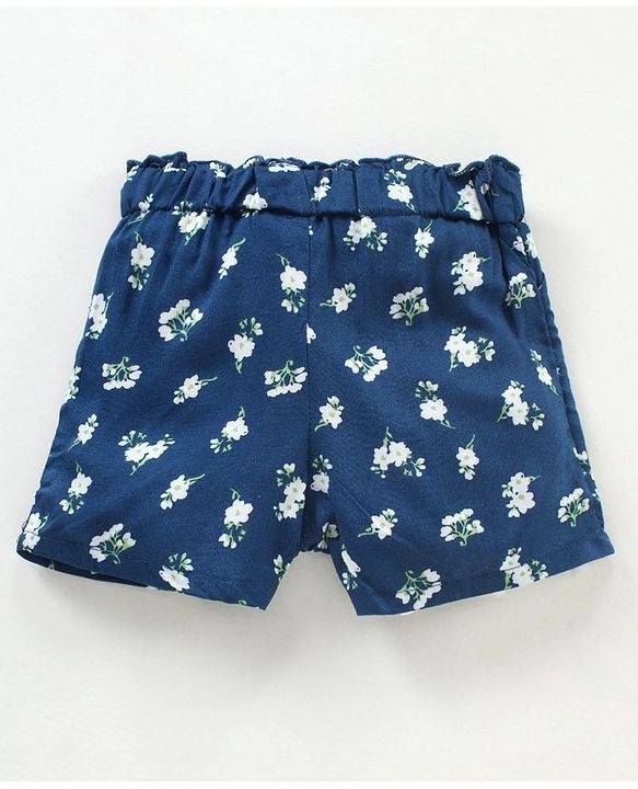 Babyhug Mid Thigh Shorts Floral Print - Navy